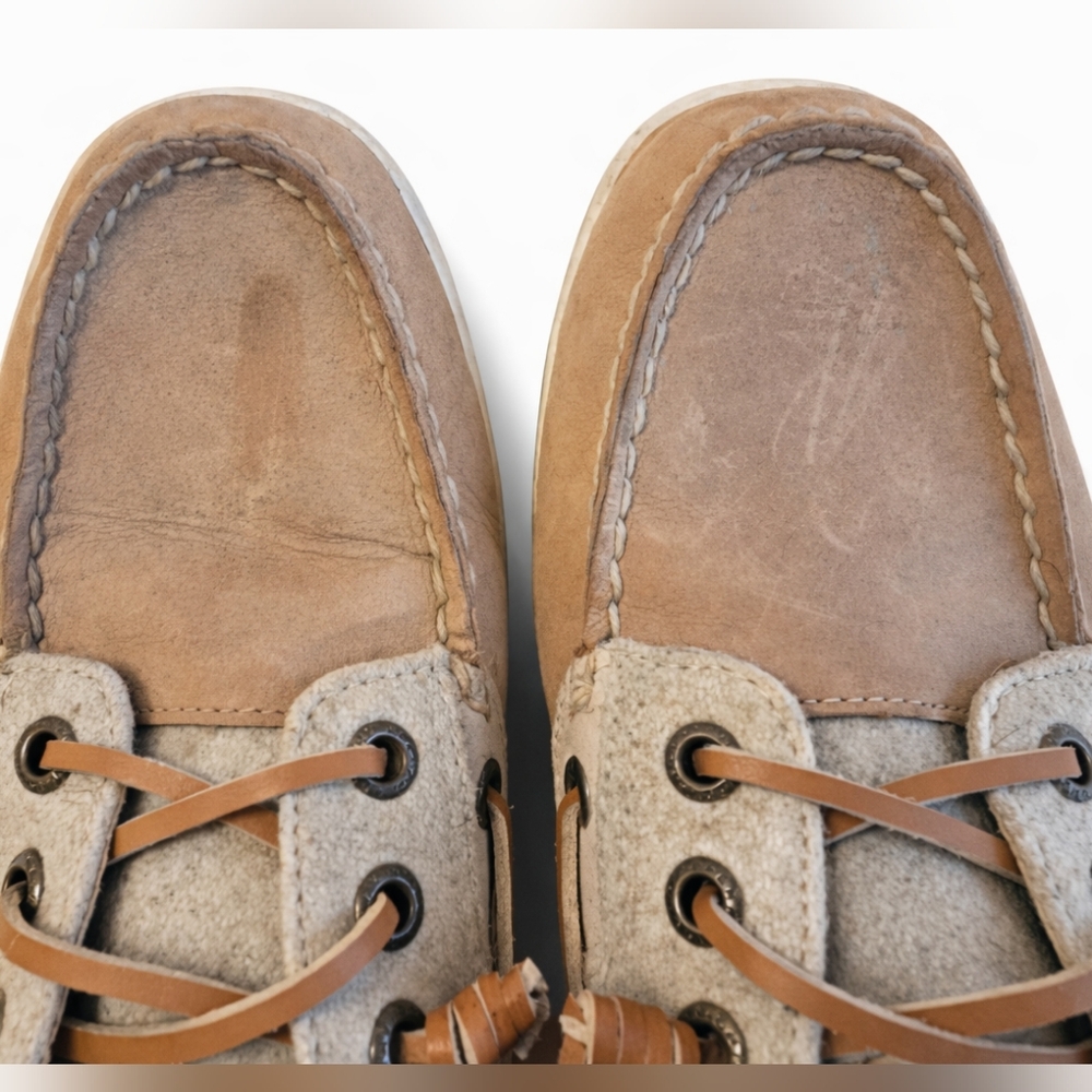Sperry Top-Sider 9.5M Boat Shoes Tan Beige Lace Up Casual Women’s Pre-Owned - Picture 7 of 10